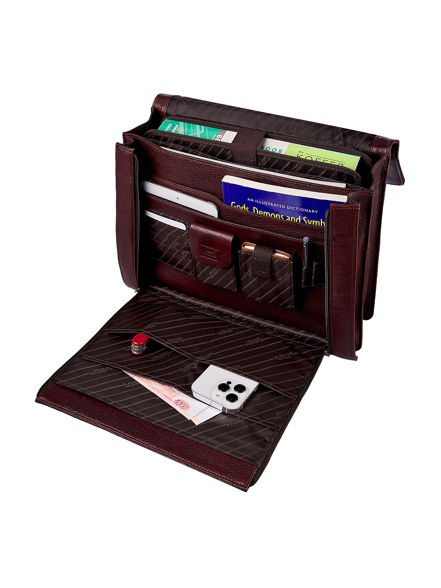 Портфель Dr.Koffer из натуральной кожи темно-коричневый