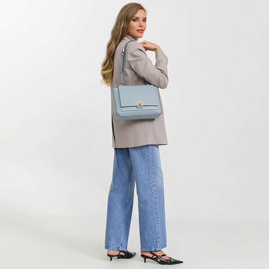 Женская сумка Dr. Koffer из натуральной кожи голубая