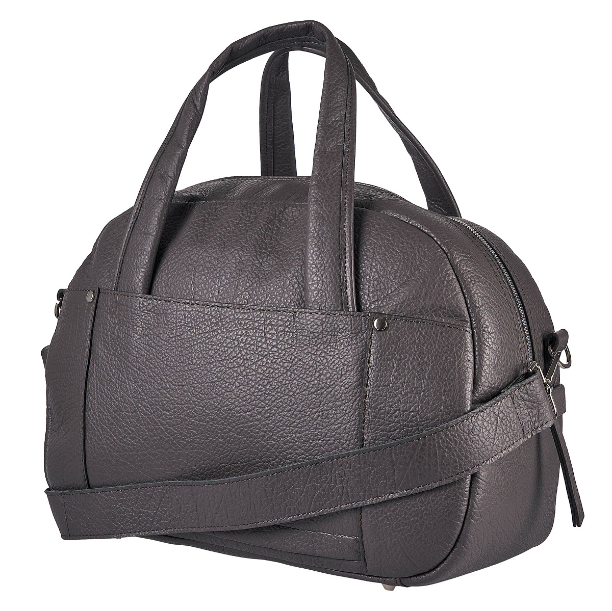 Сумка дорожная Dr.Koffer из натуральной кожи серая