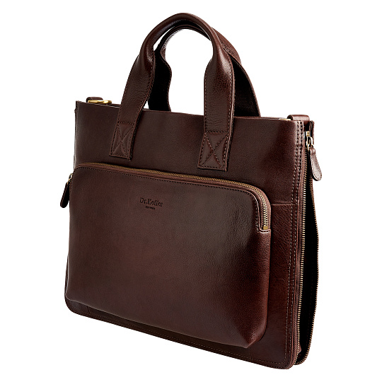 Деловая сумка Dr.Koffer из натуральной кожи темно-коричневая