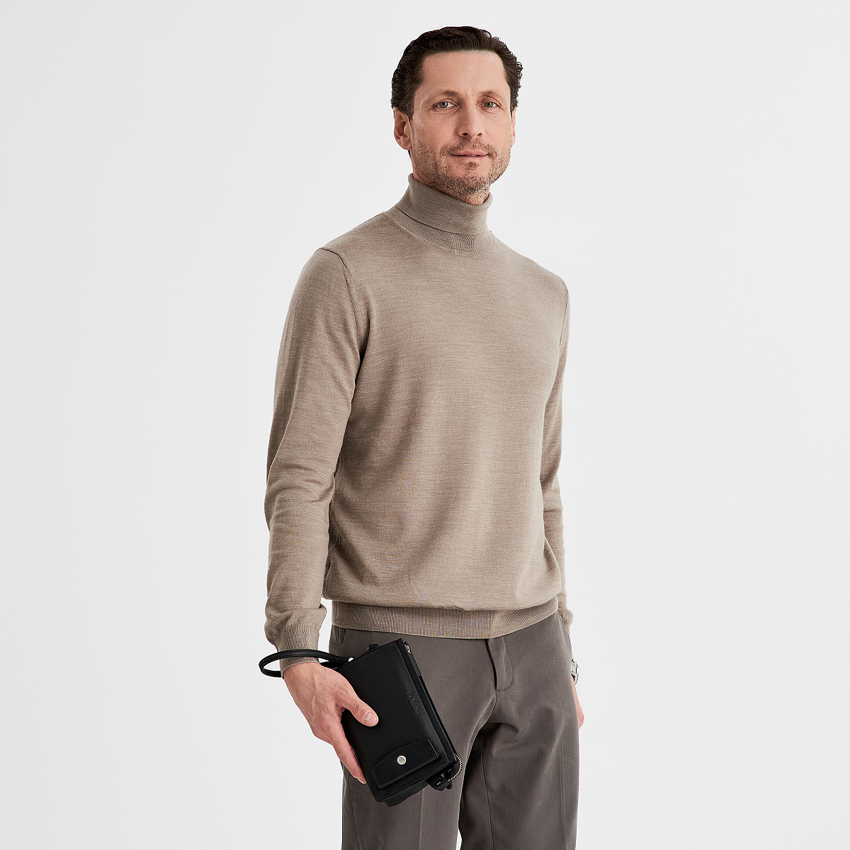 Сумка барсетка из натуральной кожи Dr. Koffer черная