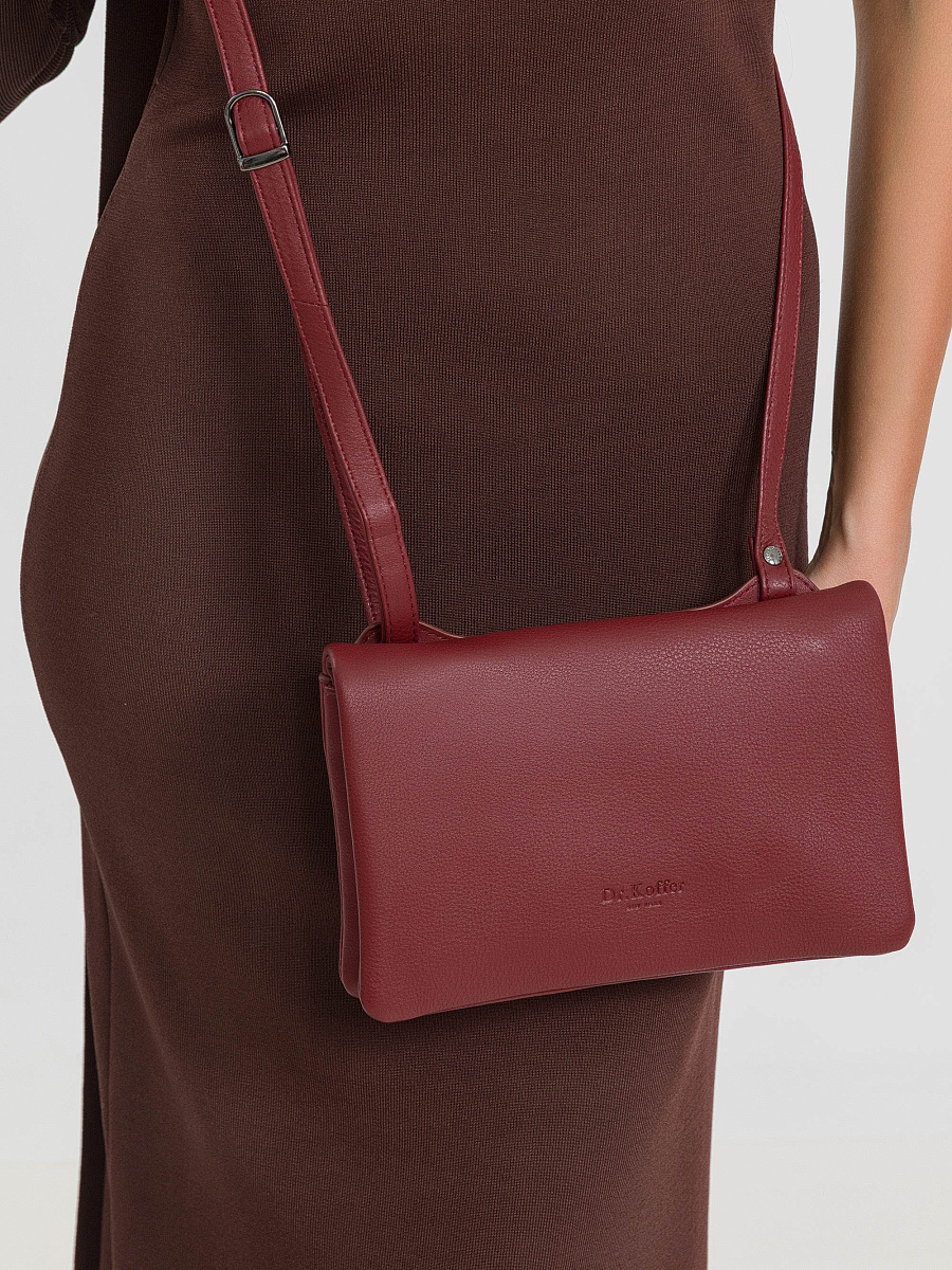 Сумка через плечо Dr.Koffer из натуральной кожи красная