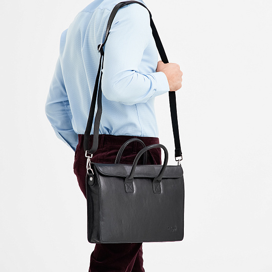 Деловая сумка Dr.Koffer из натуральной кожи черная