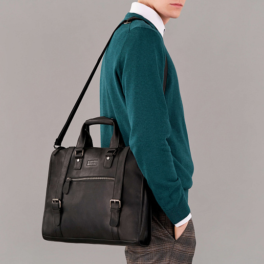 Деловая сумка Dr.Koffer из натуральной кожи черная