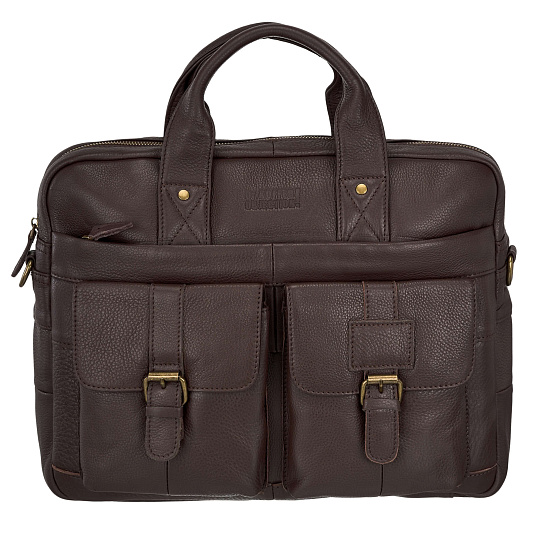 Деловая сумка Dr.Koffer из натуральной кожи темно-коричневая