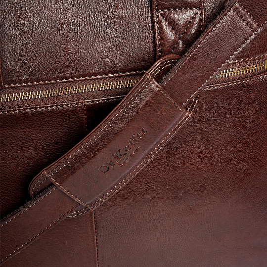 Деловая сумка Dr.Koffer из натуральной кожи темно-коричневая