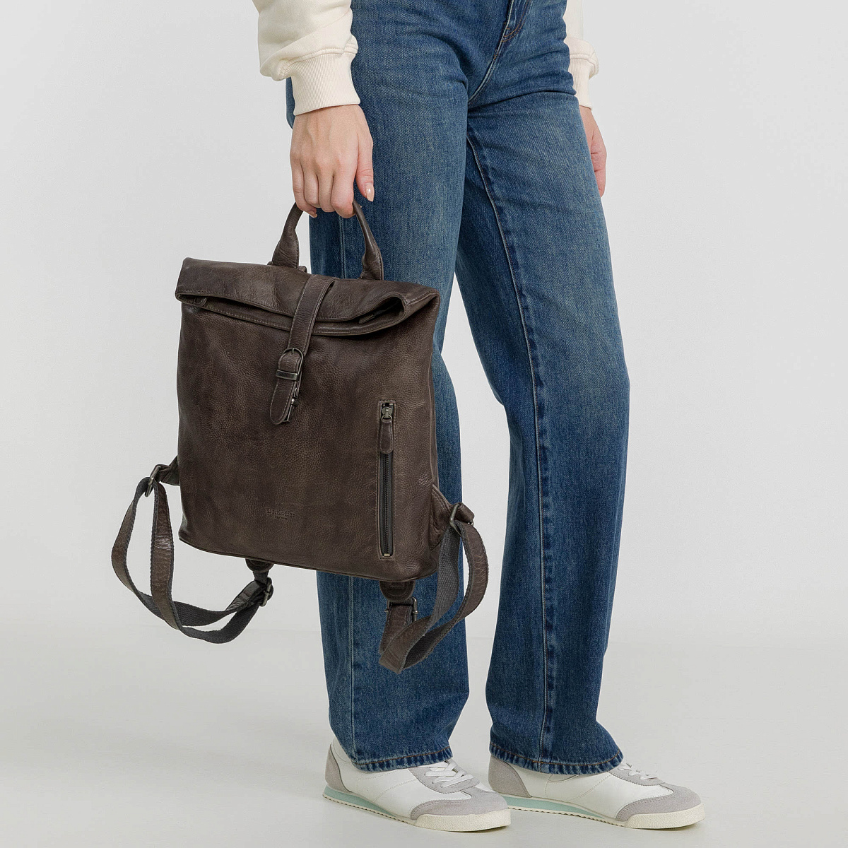 Рюкзак Dr.Koffer из натуральной кожи серый