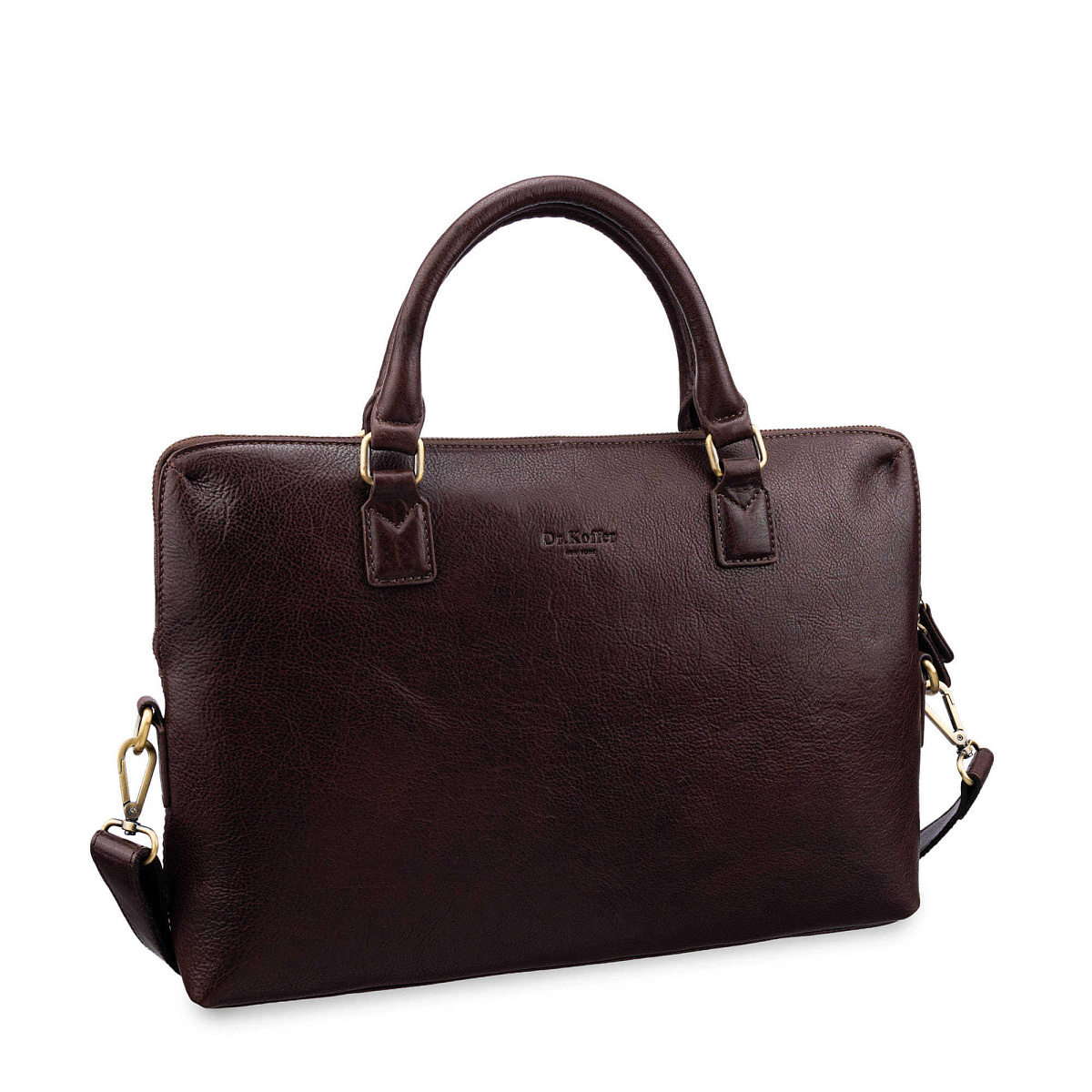 Деловая сумка Dr.Koffer из натуральной кожи темно-коричневая