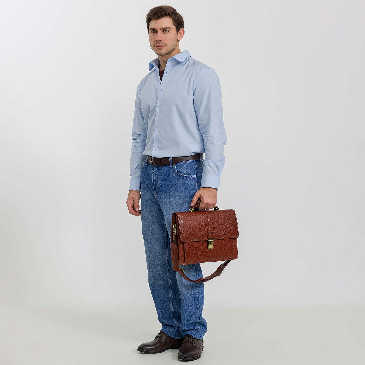 Портфель Dr.Koffer из натуральной кожи светло-коричневый