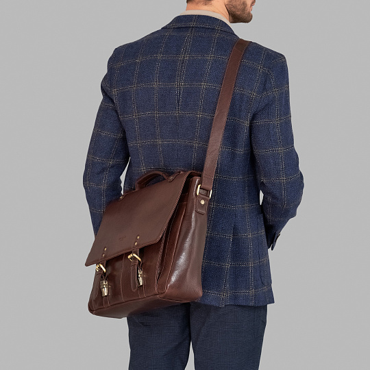 Портфель Dr.Koffer из натуральной кожи темно-коричневый