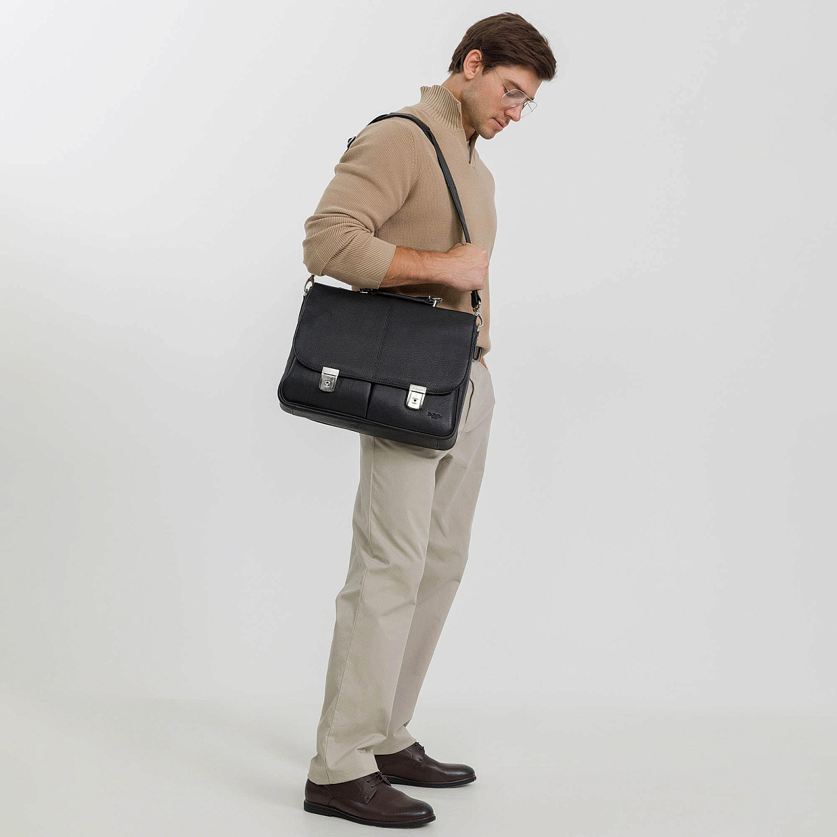 Портфель Dr.Koffer из натуральной кожи черный