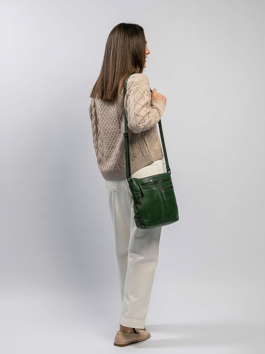 Сумка через плечо Dr.Koffer из натуральной кожи зеленая