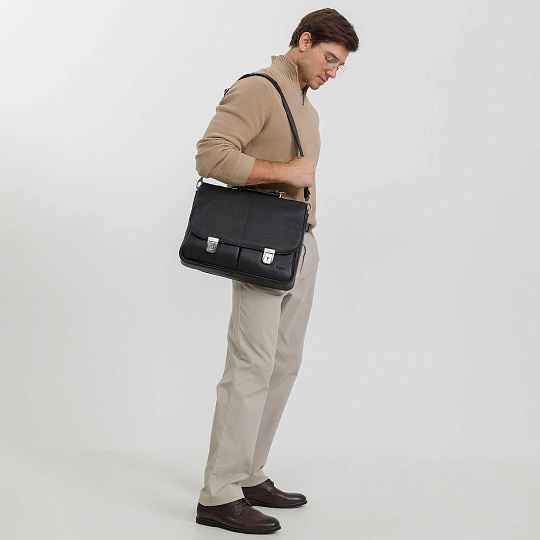 Портфель Dr.Koffer из натуральной кожи черный