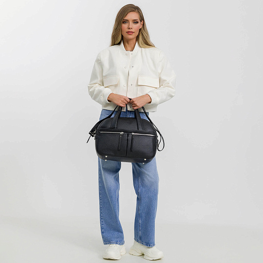 Сумка дорожная Dr.Koffer из натуральной кожи черная