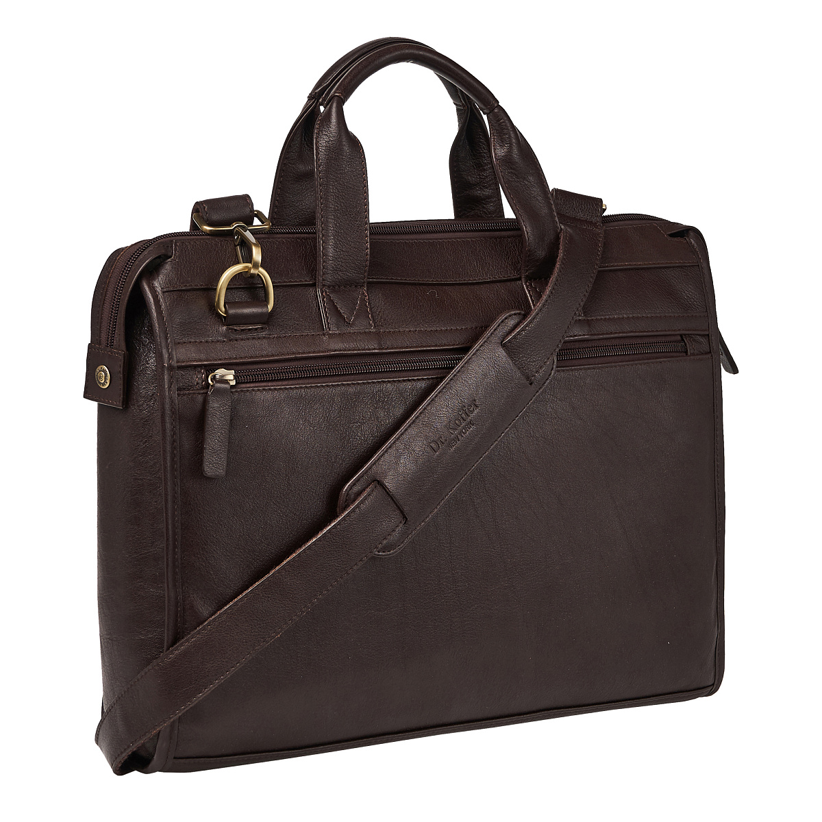 Деловая сумка Dr.Koffer из натуральной кожи темно-коричневая