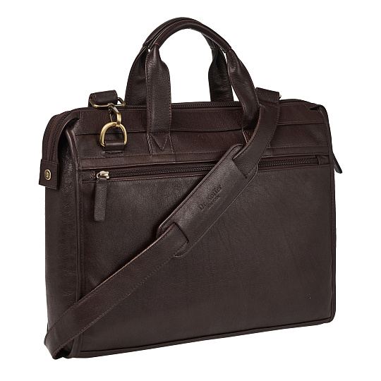Деловая сумка Dr.Koffer из натуральной кожи темно-коричневая