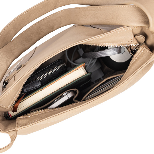 Женская сумка Dr.Koffer из натуральной кожи бежевая