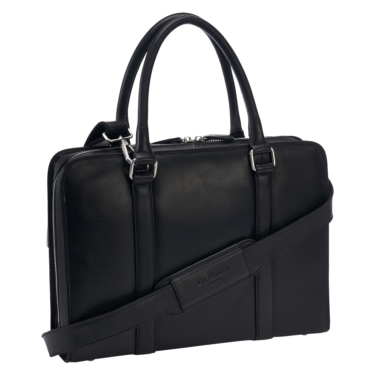 Деловая сумка Dr.Koffer из натуральной кожи черная