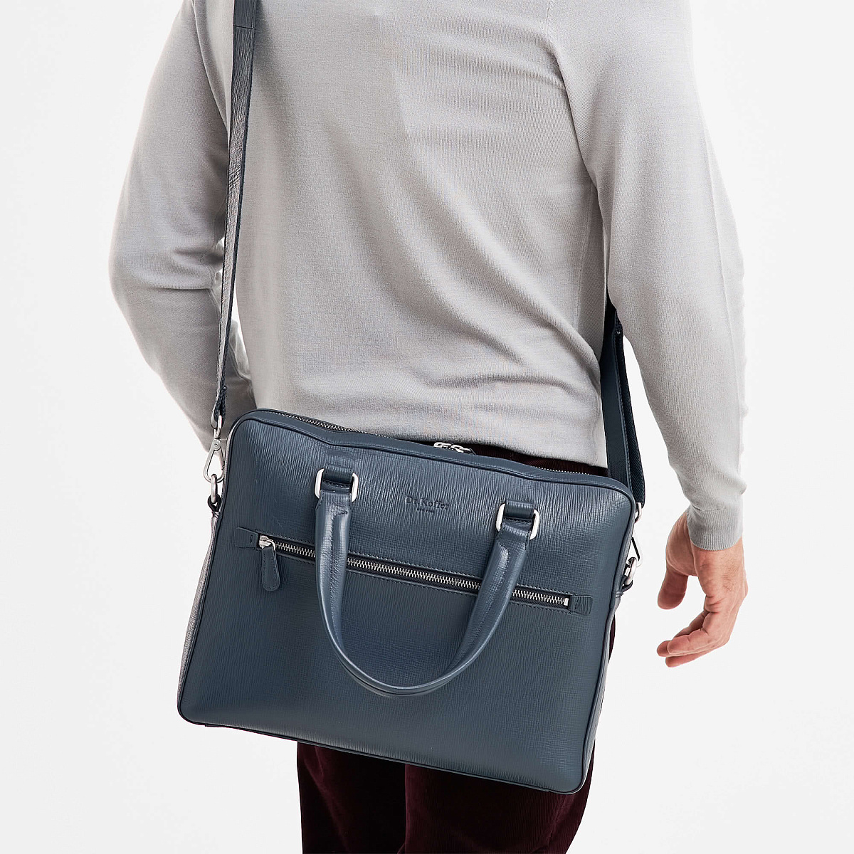 Деловая сумка Dr.Koffer из натуральной кожи синяя