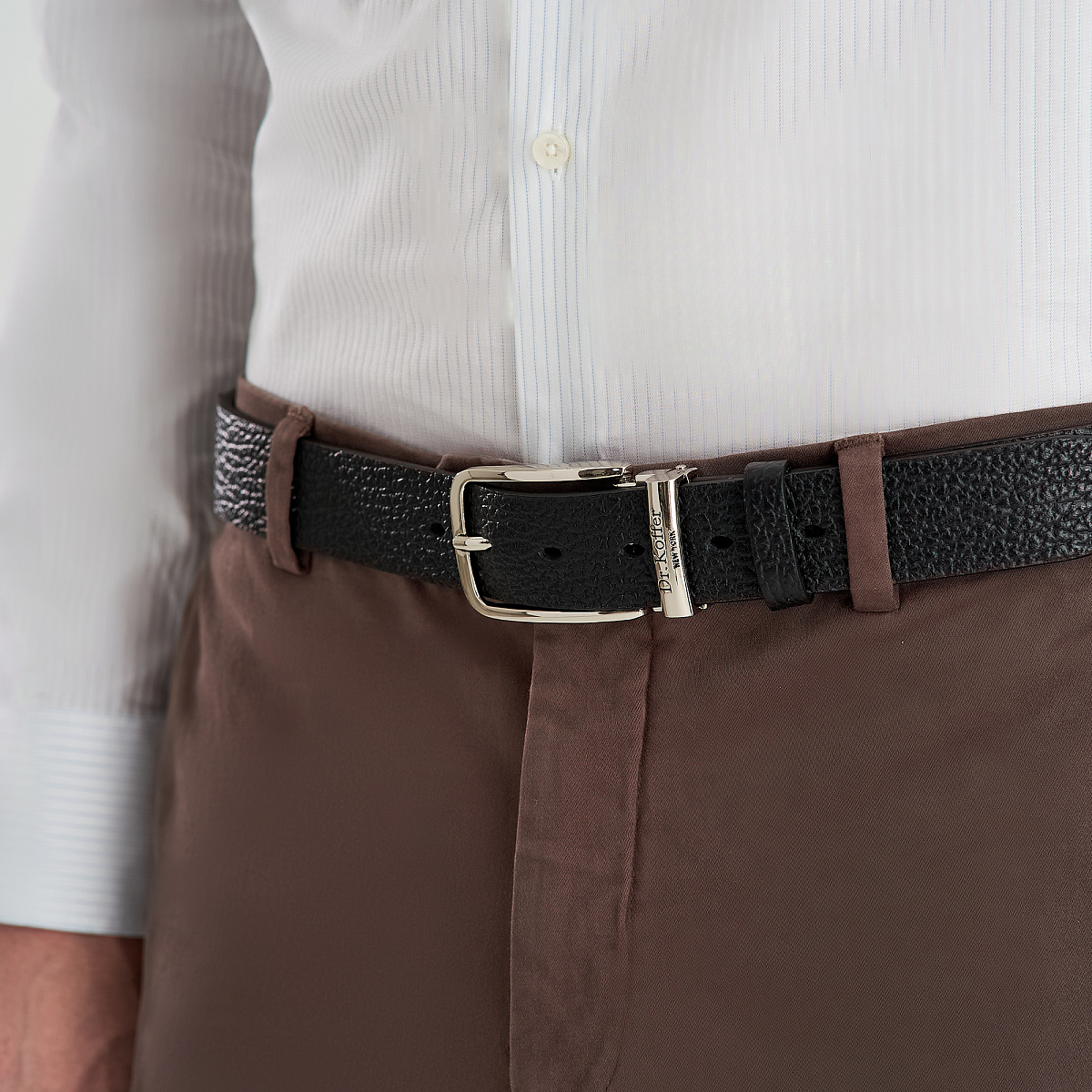 Ремень Dr. Koffer из натуральной кожи черный