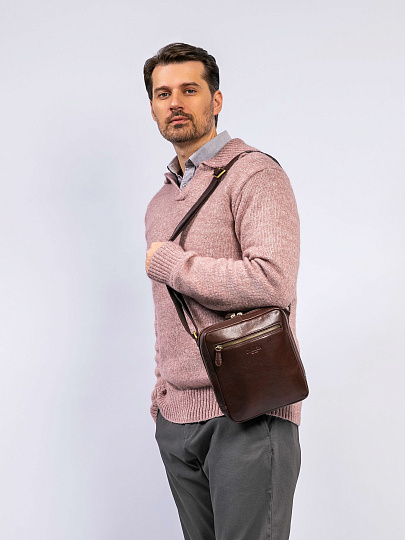 Сумка через плечо Dr. Koffer из натуральной кожи коричневая