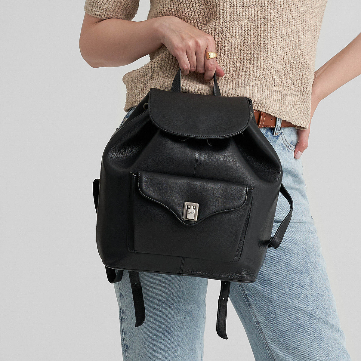 Рюкзак Dr.Koffer из натуральной кожи черный