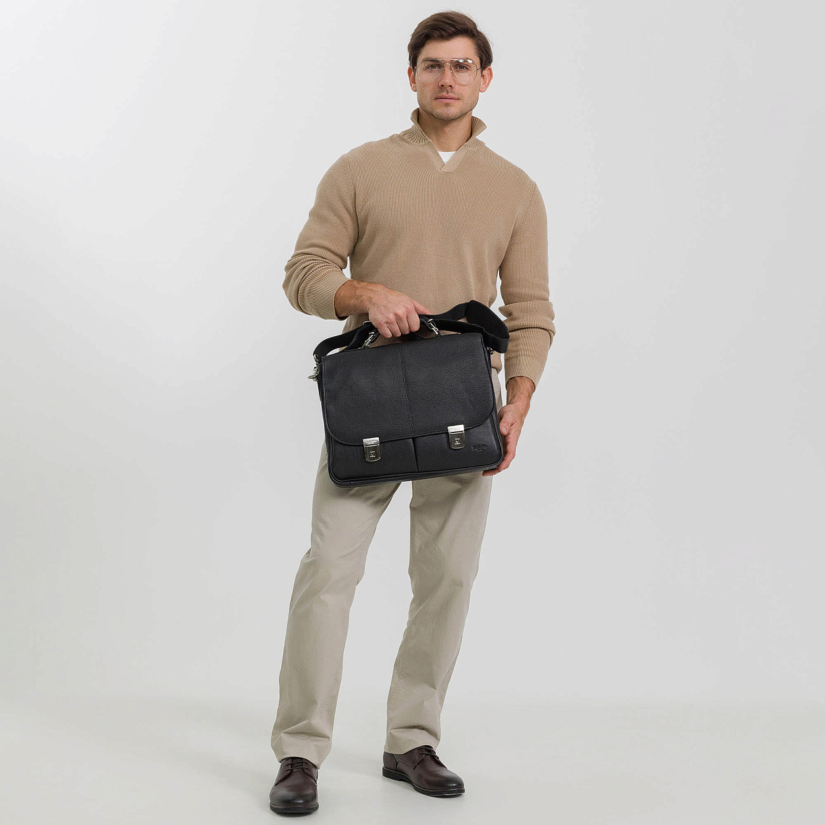 Портфель Dr.Koffer из натуральной кожи черный