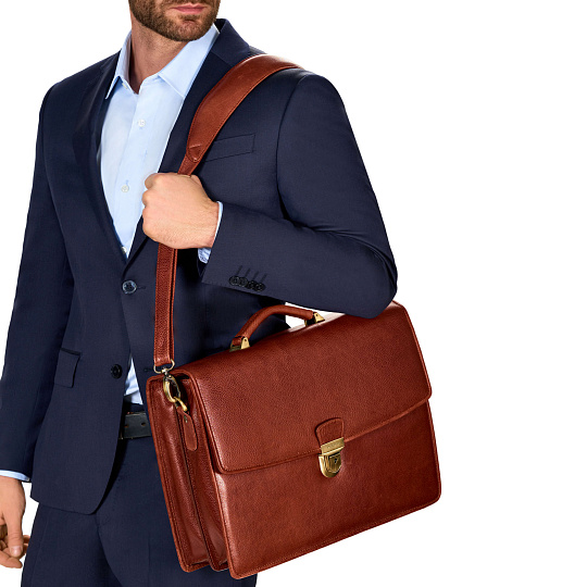 Портфель Dr.Koffer из натуральной кожи светло-коричневый