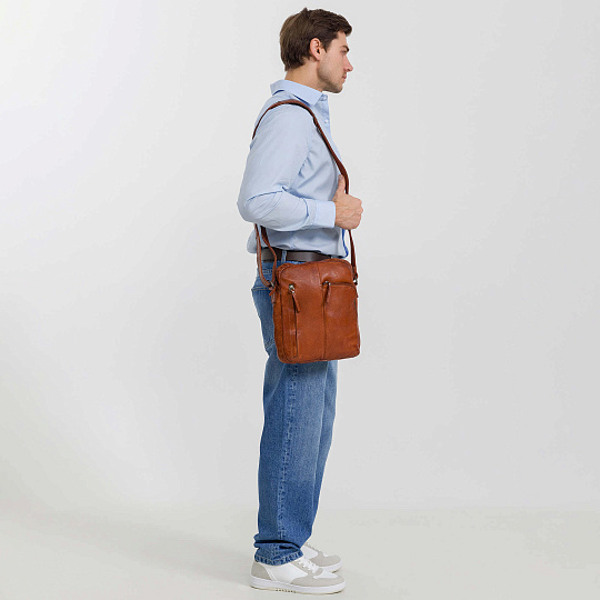 Сумка через плечо Dr.Koffer из натуральной кожи коричневая