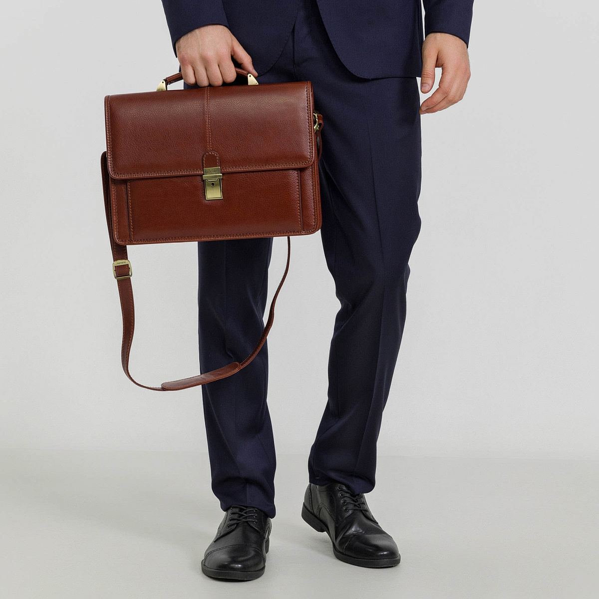 Портфель Dr.Koffer из натуральной кожи светло-коричневый