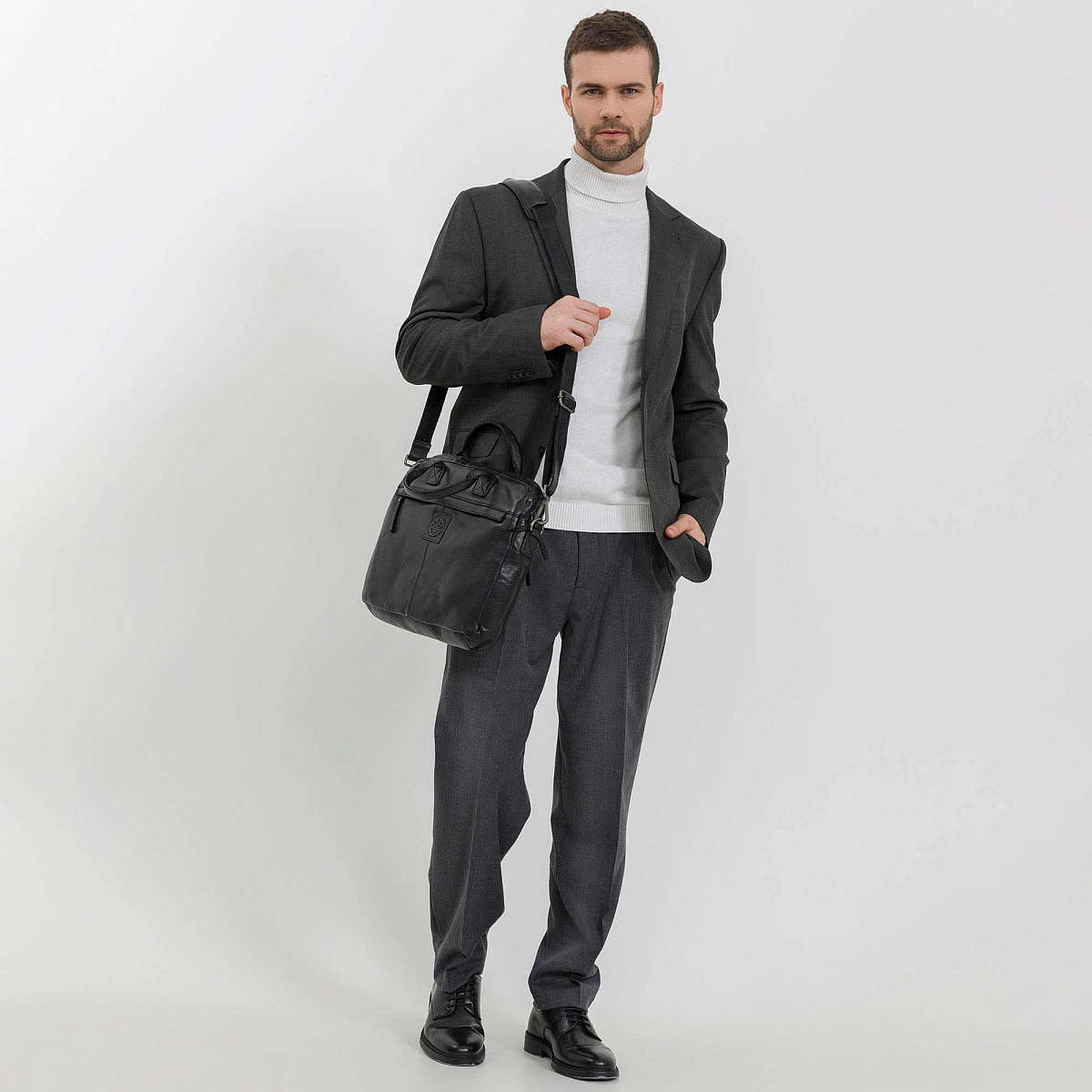 Деловая сумка Dr.Koffer из натуральной кожи черная