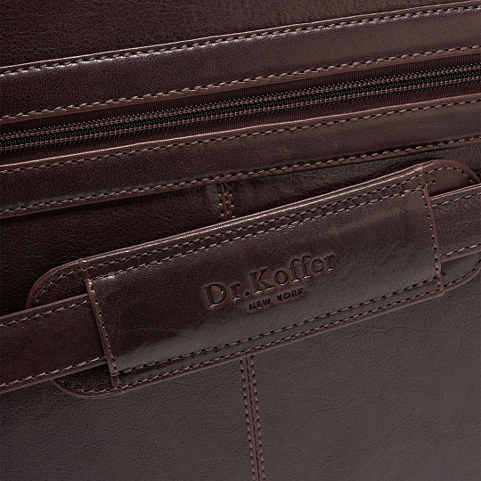 Портфель Dr.Koffer из натуральной кожи темно-коричневый