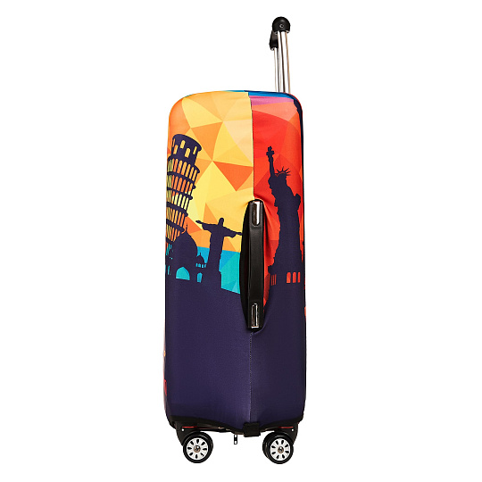 Чехол для чемодана M Dr.Koffer multi с рисунком"TRAVEL"