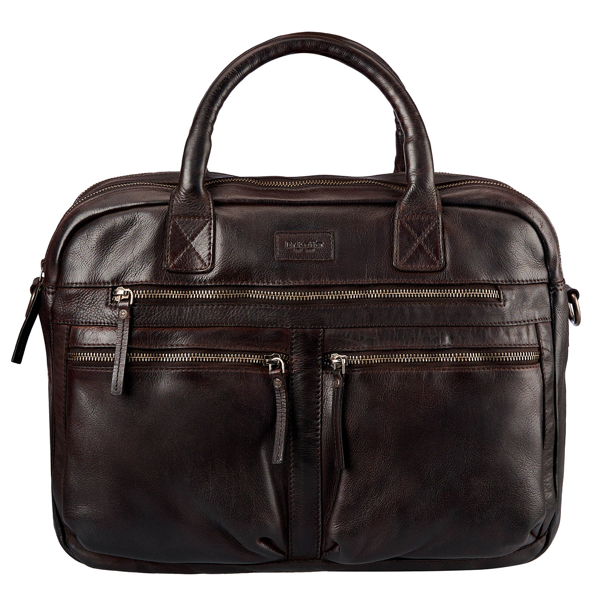 Деловая сумка Dr.Koffer из натуральной кожи темно-коричневая