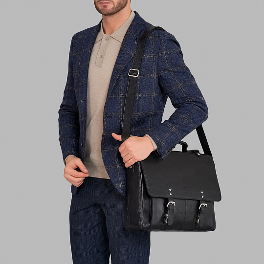 Портфель Dr.Koffer из натуральной кожи черный