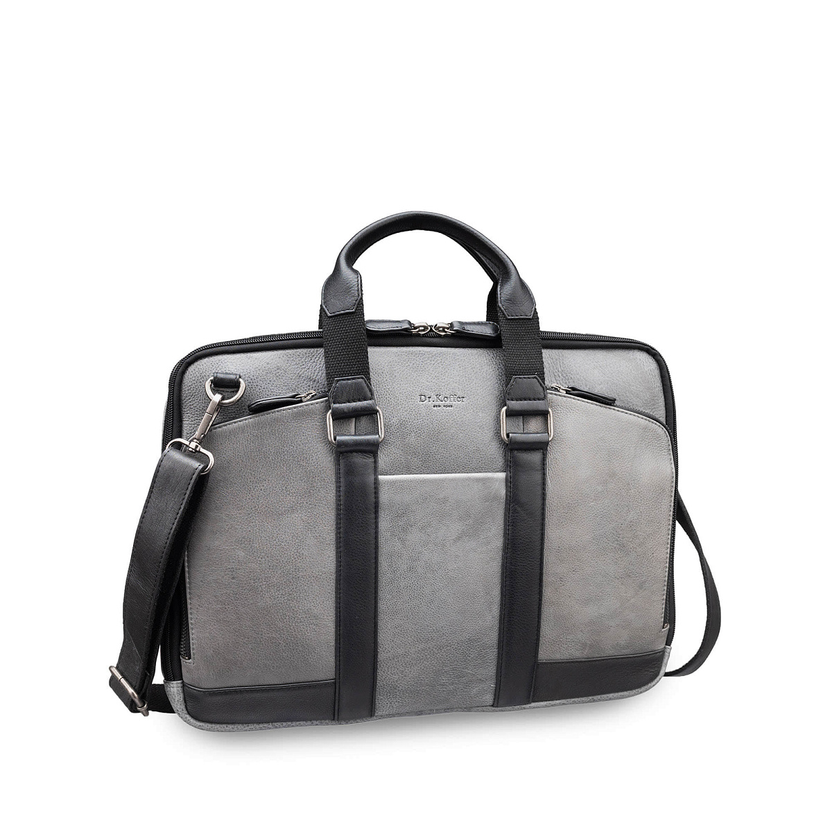 Деловая сумка Dr.Koffer из натуральной кожи серая