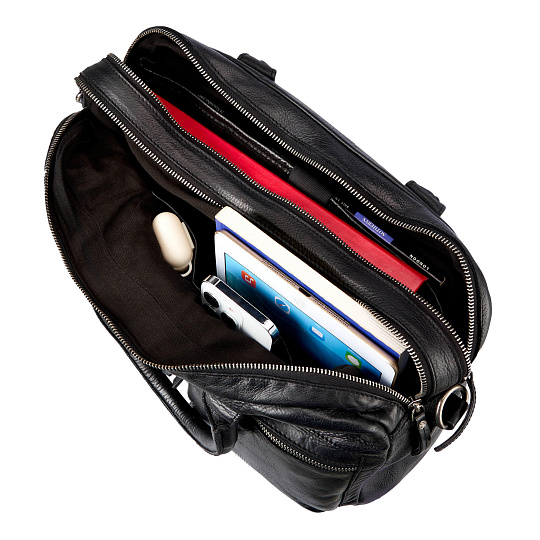 Деловая сумка Dr.Koffer из натуральной кожи черная