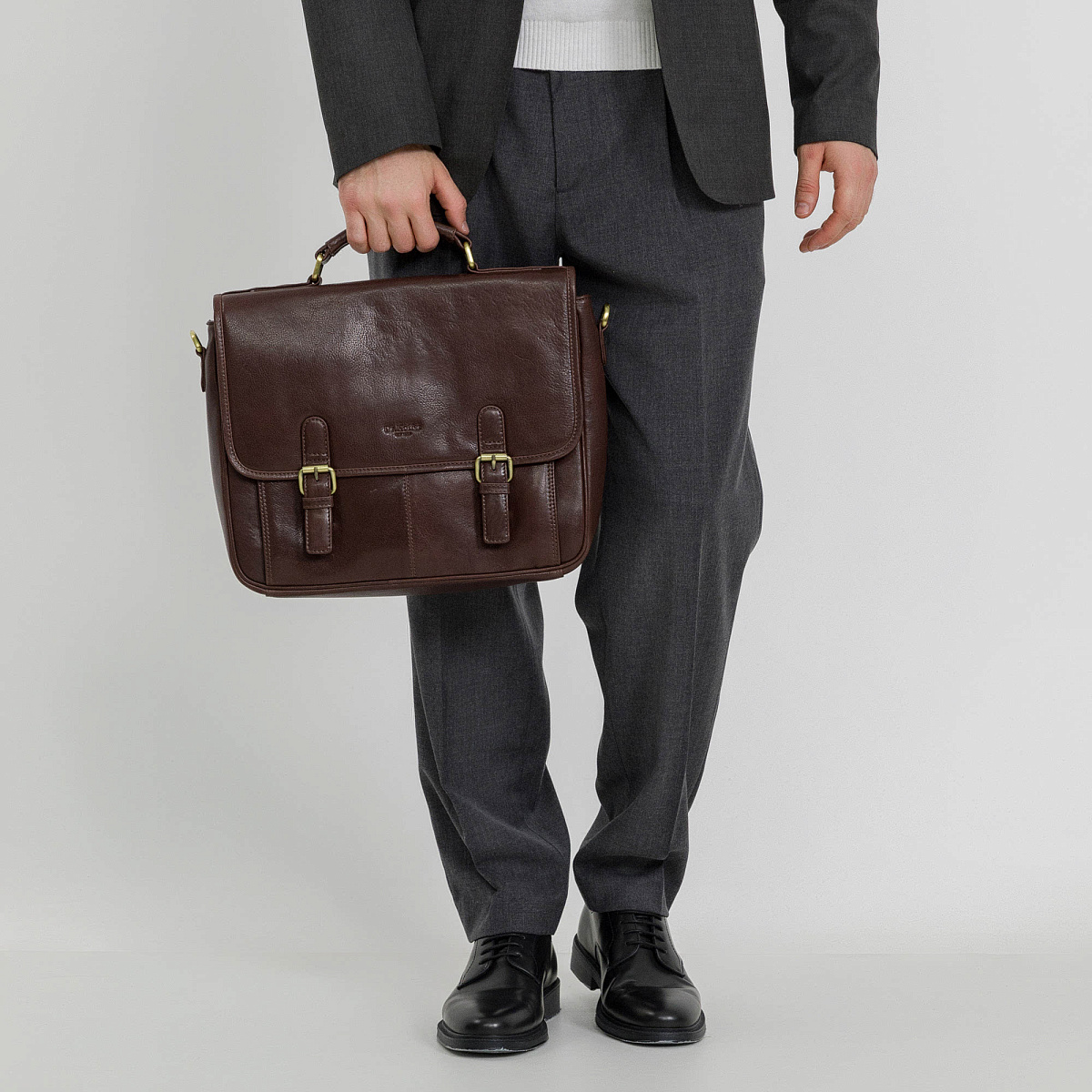 Портфель Dr.Koffer из натуральной кожи темно-коричневый