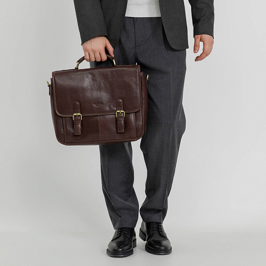 Портфель Dr.Koffer из натуральной кожи темно-коричневый