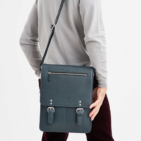 Сумка через плечо Dr.Koffer из натуральной кожи синяя