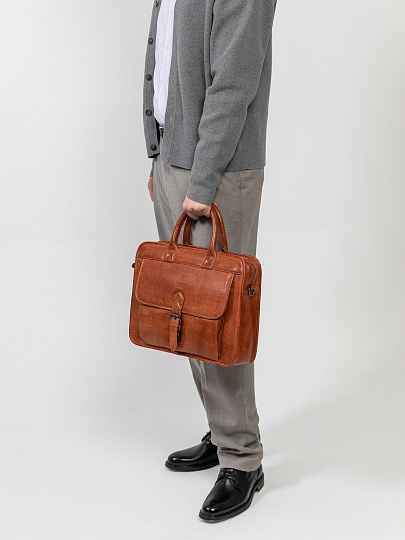Деловая сумка Dr.Koffer из натуральной кожи коричневая