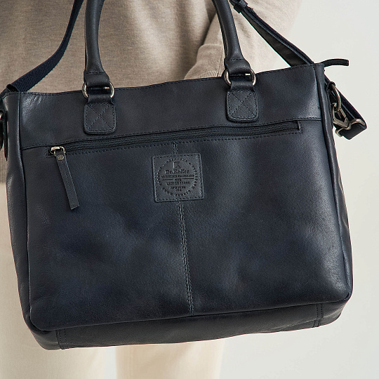 Деловая сумка Dr.Koffer из натуральной кожи синяя