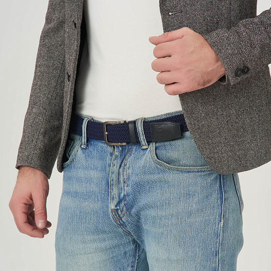 Ремень Dr.Koffer из натуральной кожи и текстиля синий