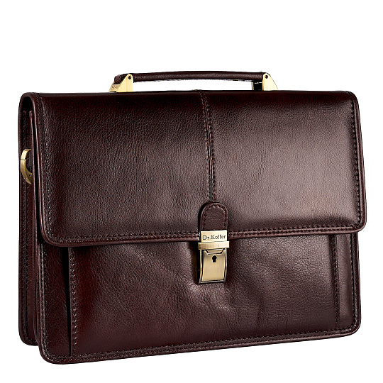 Портфель Dr.Koffer из натуральной кожи темно-коричневый