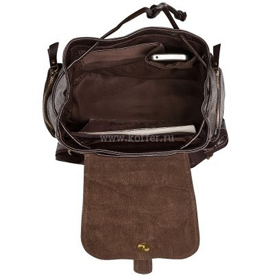 Женский рюкзак из коричневой натуральной кожи с большим количеством карманов Dr.Koffer 2003-7-09