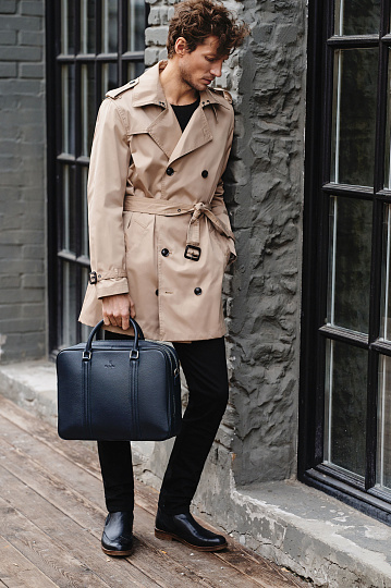 Деловая сумка Dr.Koffer из натуральной кожи черная