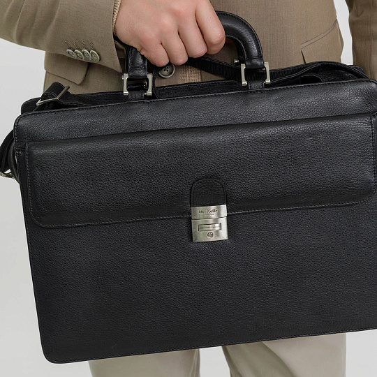 Портфель Dr.Koffer из натуральной кожи черный