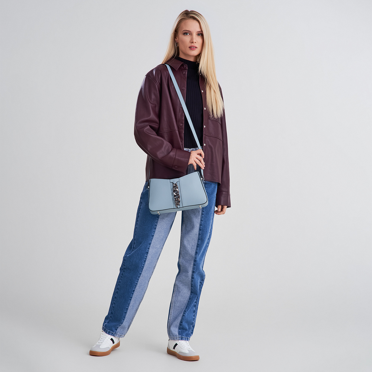 Женская сумка Dr. Koffer из натуральной кожи голубая