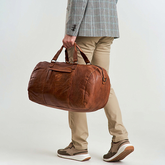 Сумка дорожная Dr.Koffer из натуральной кожи коричневая
