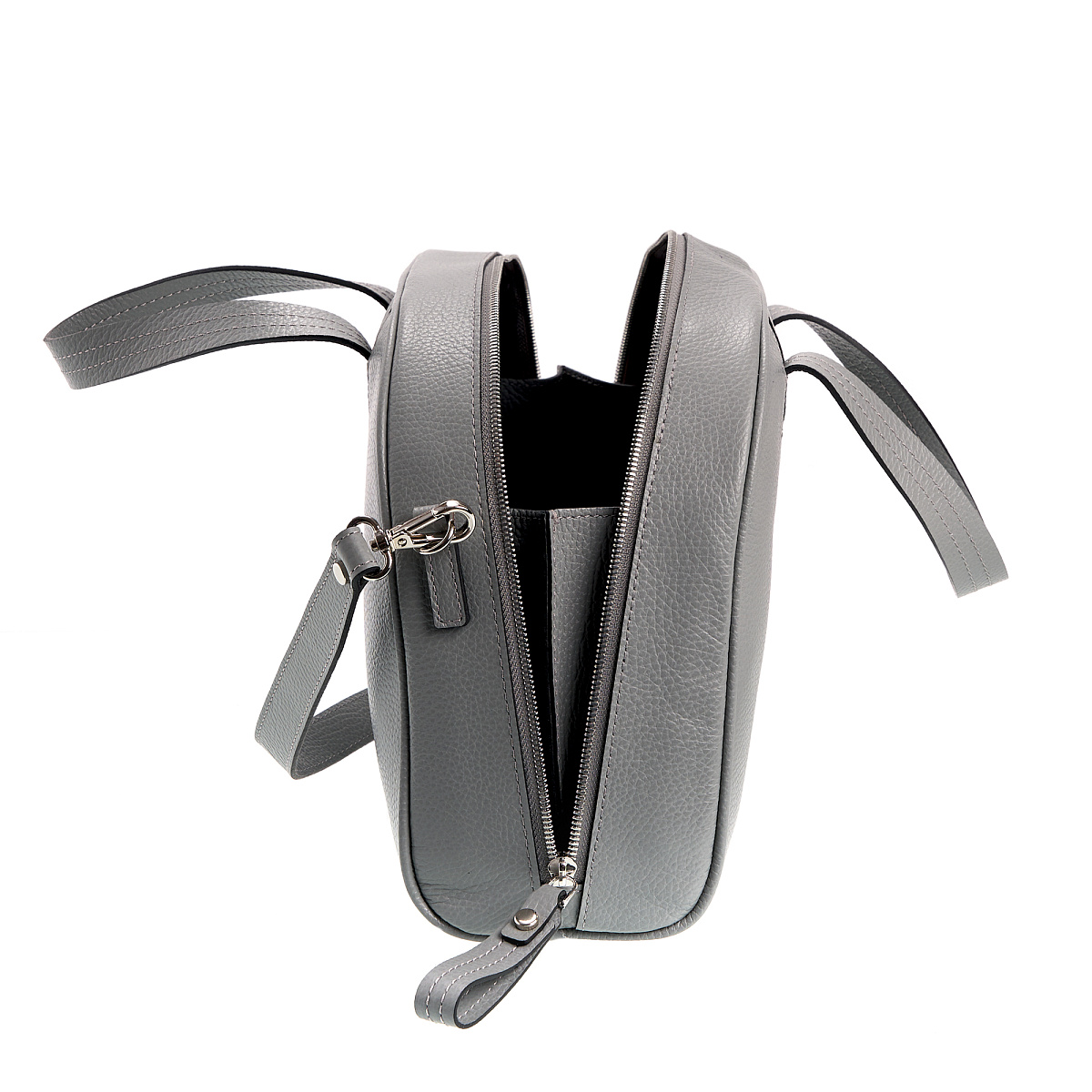 Женская сумка Dr. Koffer из натуральной кожи серебристая